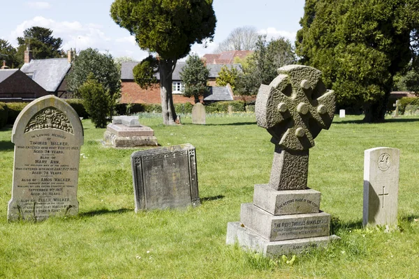 Winslow April 2015 Old Gravestones Headstones English Graveyard Historic Town — Stock Photo, Image