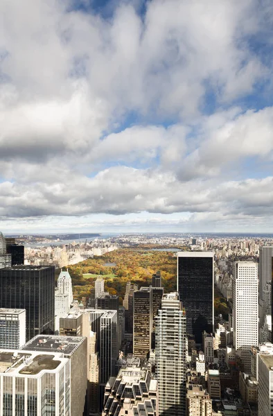 Des Skycrapers New York Entourent Central Park Sur Île Manhattan — Photo