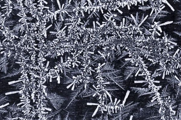 Mikroskobik Ayrıntı Hoarfrost Kristalleri Kış Arka Plan — Stok fotoğraf