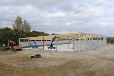 Buckingham, İngiltere - 19 Ağustos 2018. Yapım aşamasında Buckingham, İngiltere'de yeni bir Lidl süpermarket şantiye. Şirket tarafından 2022 İngiltere genelinde 1000 mağazalar var amaçlamaktadır.