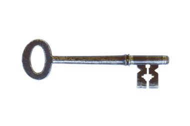 Kırpma yolu ile beyaz bir arka plan üzerinde izole eski vintage anahtar