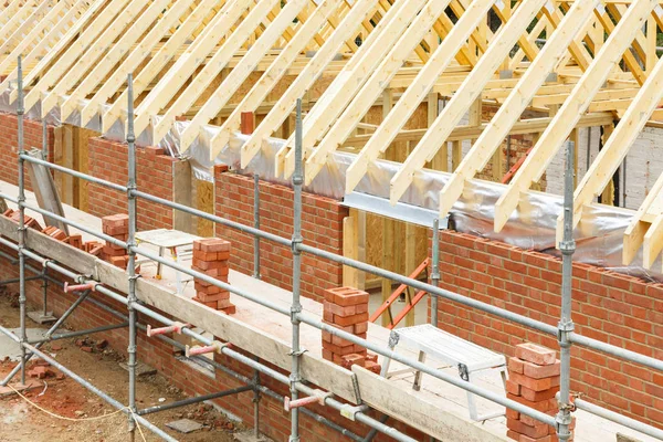 Construção Reino Unido Com Uma Casa Construída Partir Tijolo Madeira — Fotografia de Stock