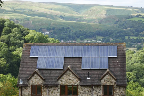 Solar panels on roof of house UK — Stock Photo, Image