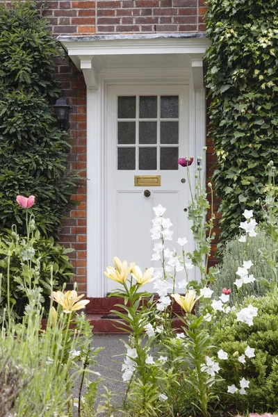 Glazed wooden front door — Stock Photo, Image