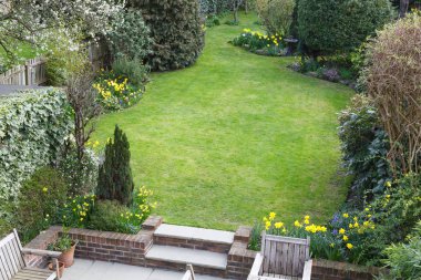 Suburban garden in London clipart