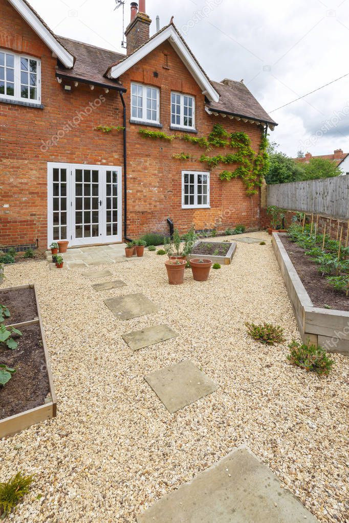 House and garden gravel york stone path