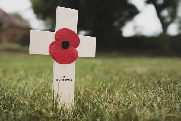 Poppy remembrance cross — Stock Photo, Image