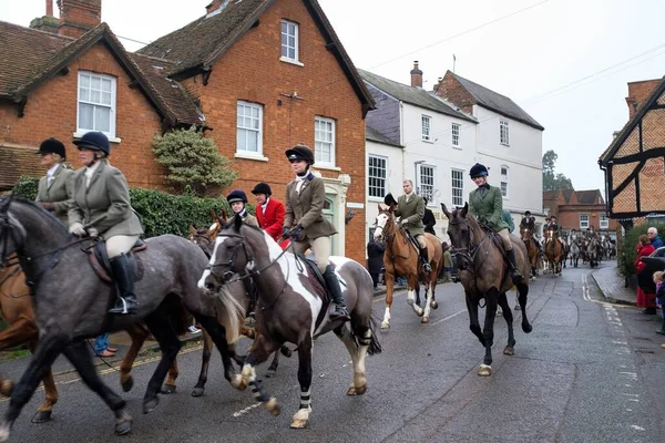 Winslow December 2018 Meisjes Paardrijden Vos Jagen Traditionele Boksdag Jacht — Stockfoto