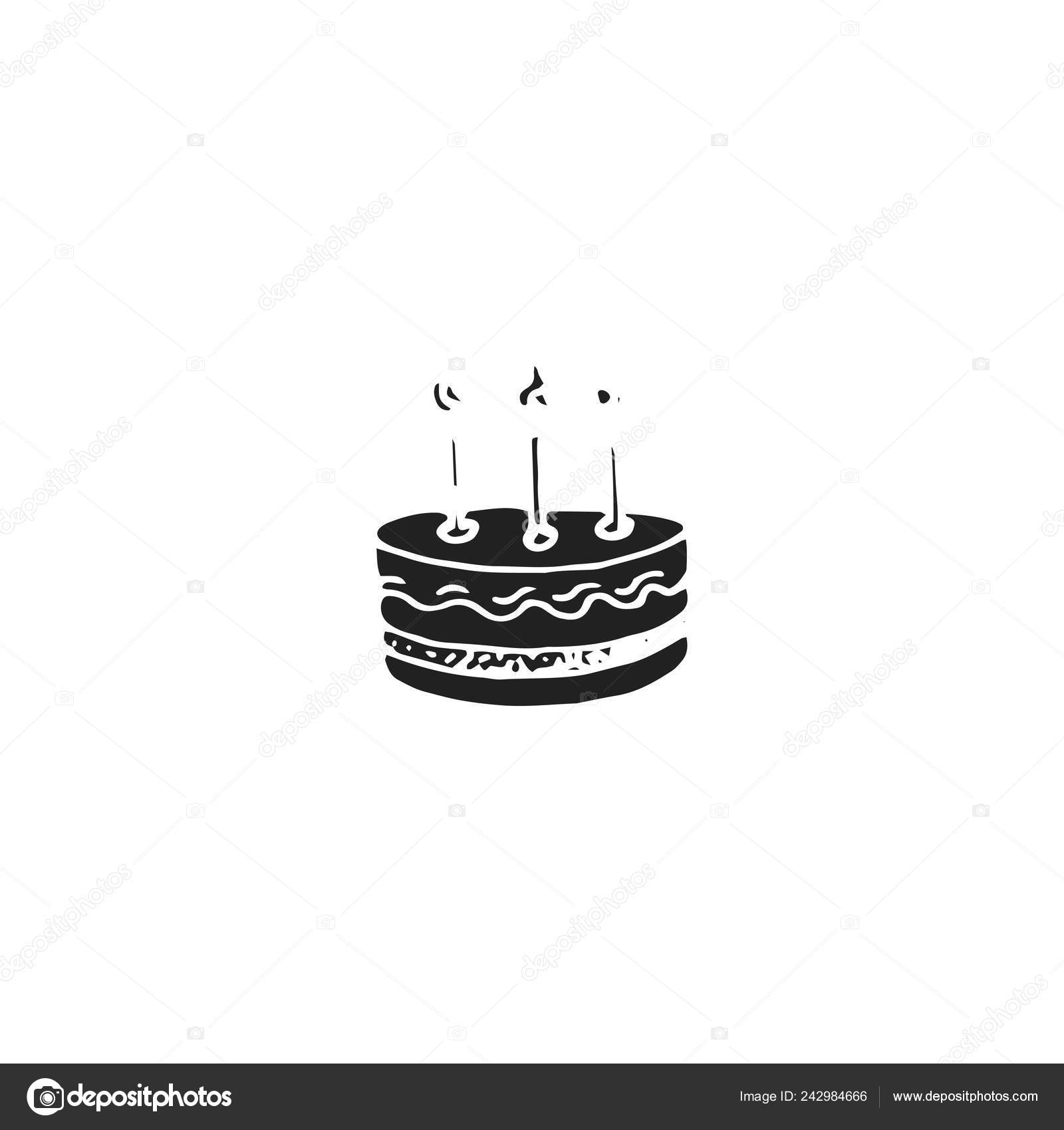 Birthday Cake Candles Doodle Sketch Isolated White Background Vector Image By C F Dor Vector Stock