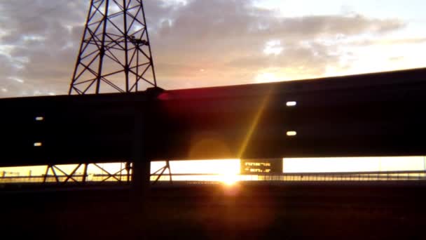 Energii Elektrycznej Zachód Słońca Droga Transportu — Wideo stockowe