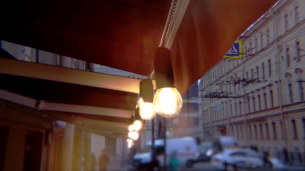 Glödlampa Gatan Bakgrund — Stockvideo