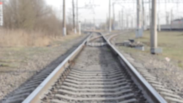 Fork Railway Tracks Blurry — Stock Video