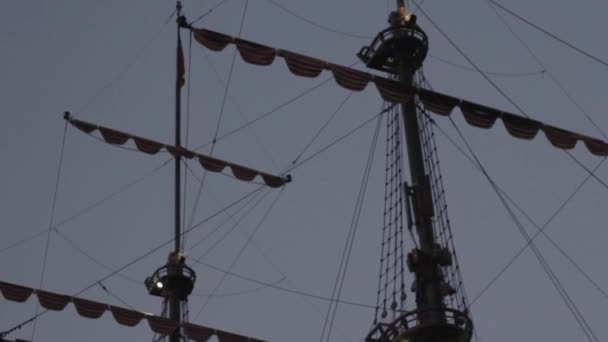 船のマスト冒険歴史的な海賊 — ストック動画