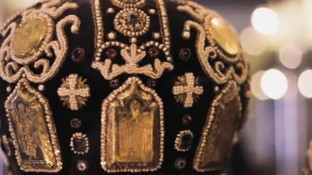 Coroa Medieval Rei Ouro Real — Vídeo de Stock