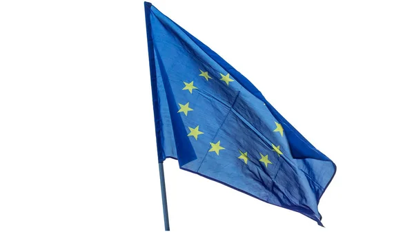 Európai Unió Zászlója Elszigetelt Fehér — Stock Fotó