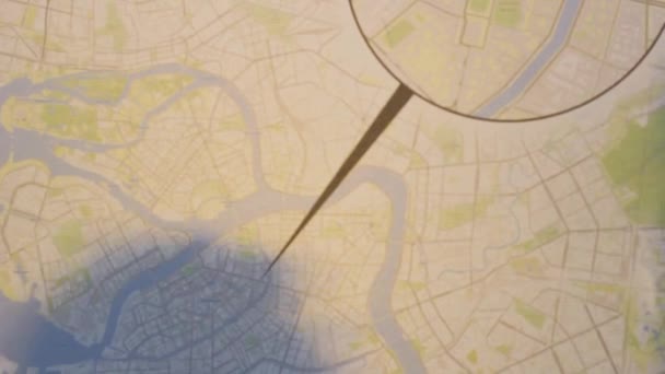 Stadtplan Hier Lage Straßen — Stockvideo