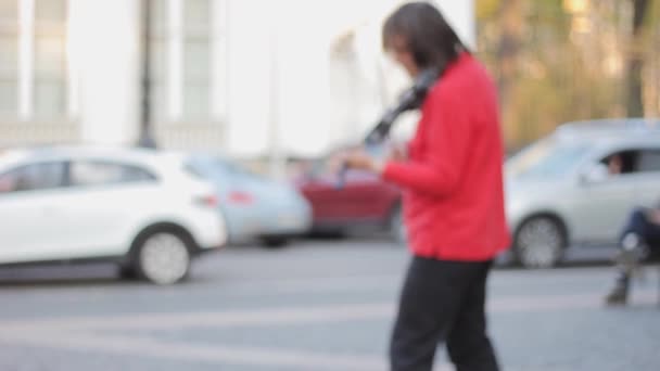 Performance Violinista Strada Artista Giocatore — Video Stock