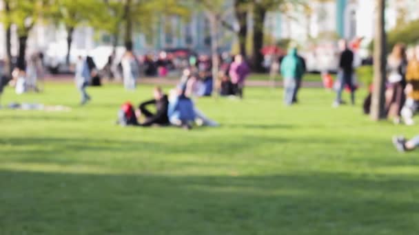 Parque Personas Descanso Picnic Ciudad — Vídeo de stock