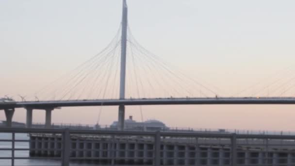 Кабель Залишився Архітектурою Небо Моста — стокове відео