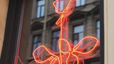 neon çiçek işareti tasarım arka plan