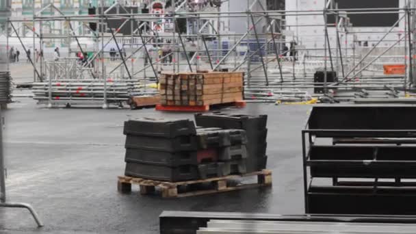 Palco Montagem Shows Nos Bastidores Mostrar — Vídeo de Stock