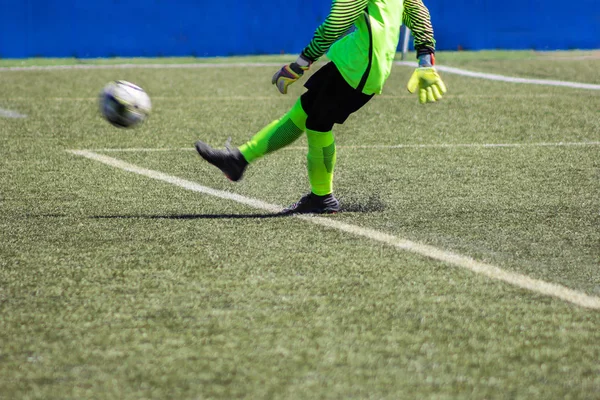 Acción Patada Portero Jugador Fútbol —  Fotos de Stock