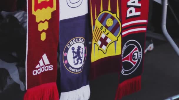 Voetbal Attributen Sjaals Merchandise Internationaal — Stockvideo