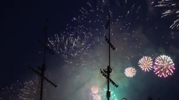 船花火祭りイベント祭祝い休日スカーレット帆 — ストック動画