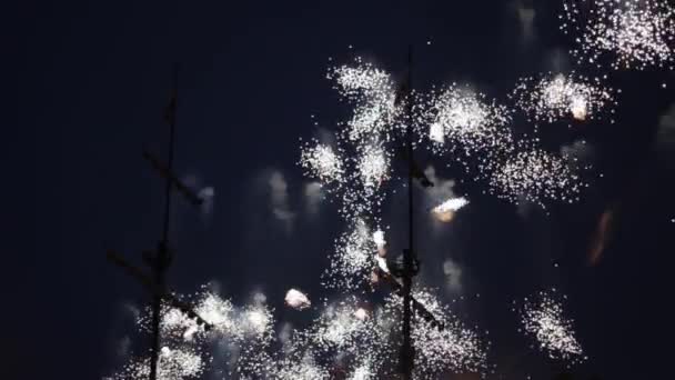 Fogos Artifício Estrela Chuva Feriado Faíscas Mágicas Cair Som — Vídeo de Stock