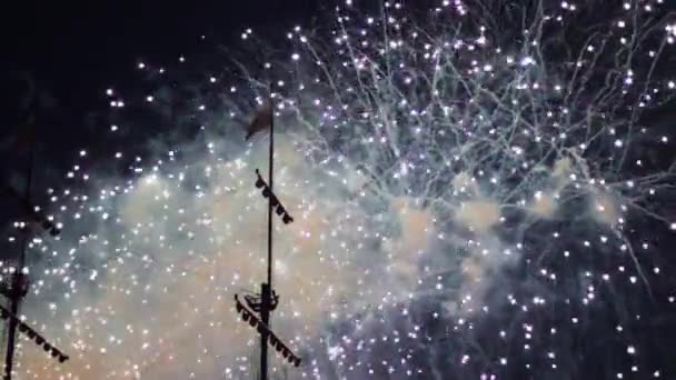 Fogos Artifício Luz Fundo Feriado Aniversário Muitas Pequenas Luzes — Vídeo de Stock