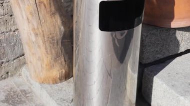 Krom çöp kutusu çelik ekoloji temiz metalik