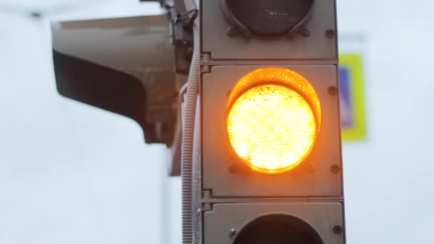 Geel Verkeerslicht Signaal Veiligheids Transport — Stockvideo