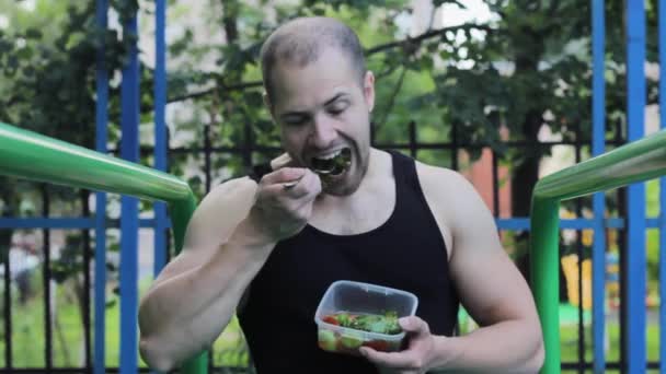 Sportman Nutrition Training Vegetarisch Lifestyle Dieet — Stockvideo