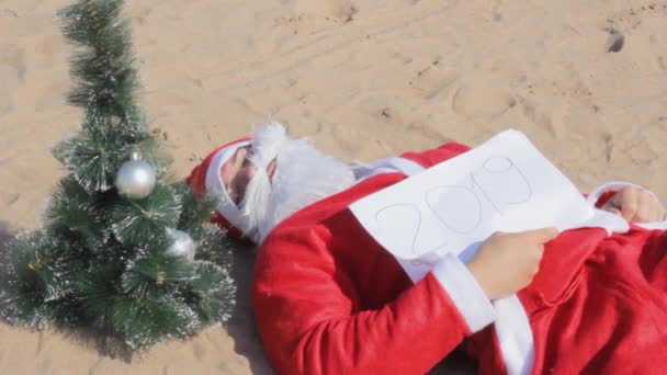 Santa Claus Nový Rok 2019 2020 Změnit Vánoční Stromek — Stock video