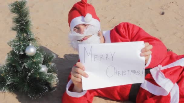 Santa Claus Merry Christmas Poster Nieuwjaar Glimlach — Stockvideo