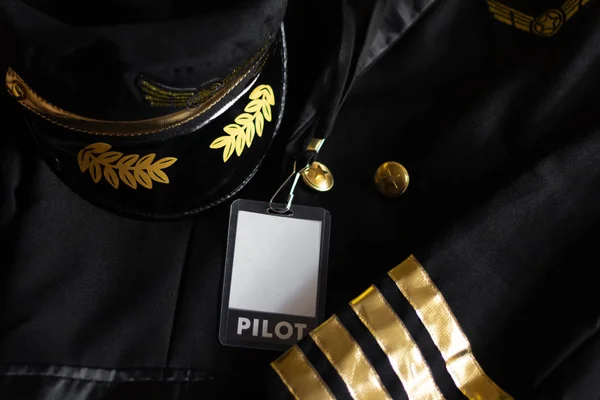 Piloto Uniforme Profissão Tripulação Avião Aviador Profissional — Fotografia de Stock