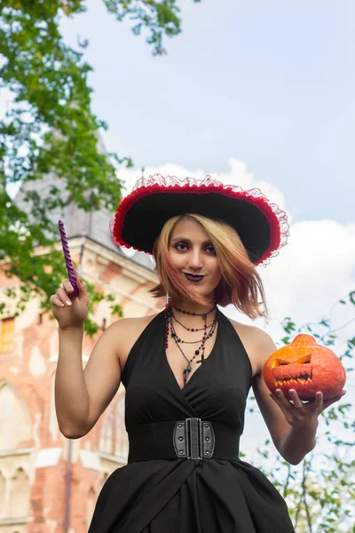 Čarodějnické Kouzelnické Hůlky Halloween Tajemná Dýně — Stock fotografie