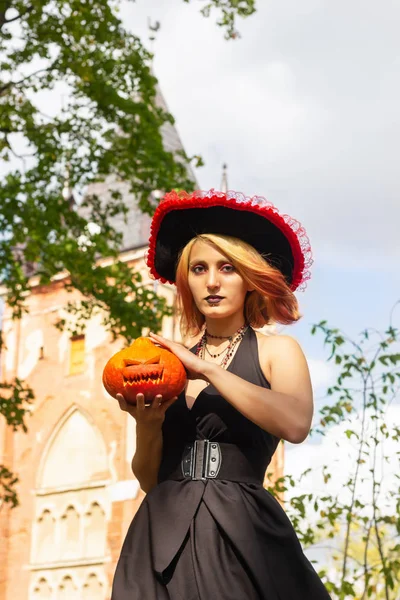 Čarodějnice Žena Halloween Dýně Záhada Říjen Fantazie — Stock fotografie