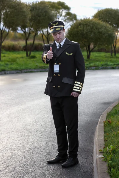 Show Piloto Como Aviador Uniforme Super Sucesso — Fotografia de Stock