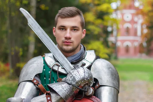 Knight Brave Young Portrait Soldier Medieval Fighter — ストック写真