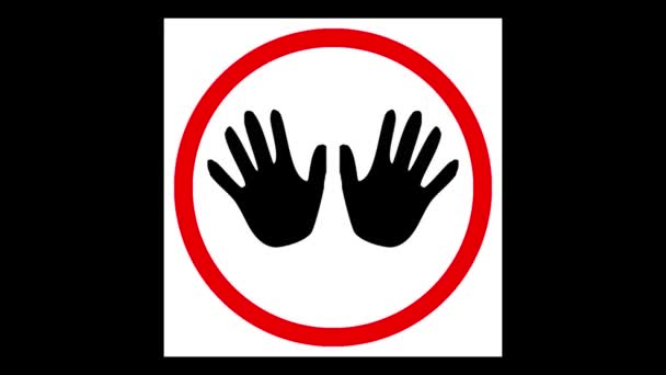 Teken alleen met handschoenen ingang virus bescherming veiligheid niet aanraken uw gezicht — Stockvideo