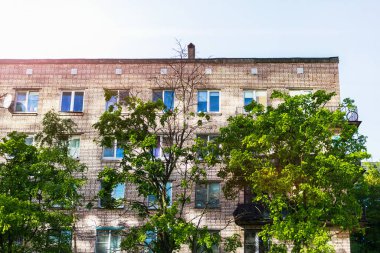 Yeşil ağaçlı ve güneş ışınlı ev güneş enerjisi mimarisi