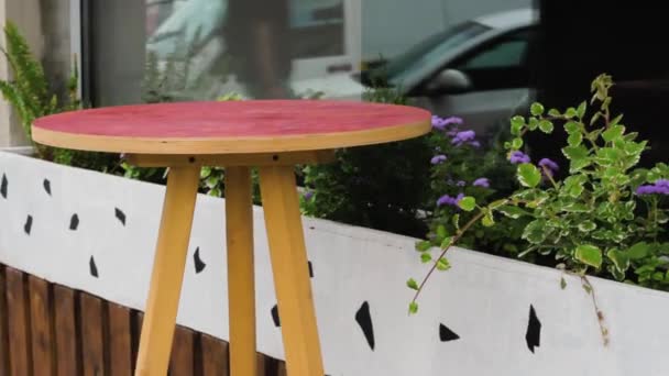 Café Terraza Mesa Aire Libre Comida Solo Para Llevar Servicio — Vídeo de stock