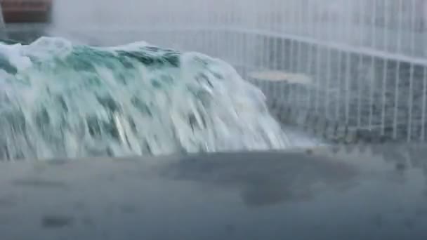 Fontaine Geyser Vague Tombe Noir Mouvement Granit Éclaboussures Matériau Mural — Video