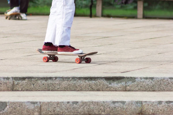 Skater Skate Board Bereidt Zich Voor Stuntvaardigheid — Stockfoto