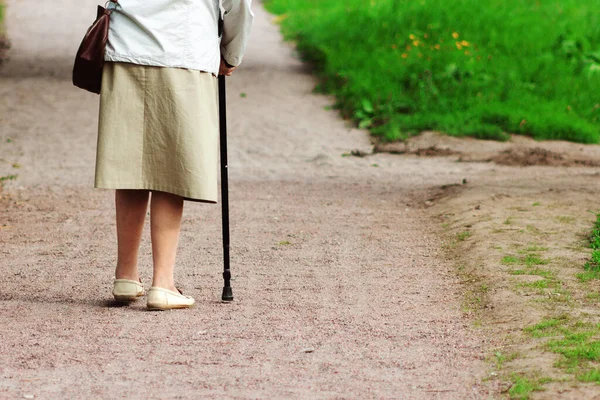 Old Woman Stick Path Park — Stock Photo, Image