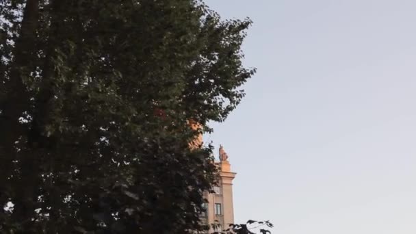 Torre no parque estilo arquitetônico neoclassicismo fachada império paisagem urbana — Vídeo de Stock