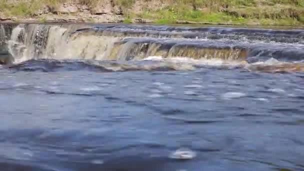 River Comes Out Banks Streams Water Rock Surface — Stock Video