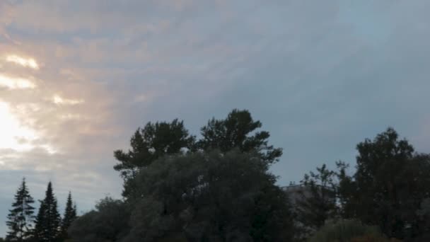Céu Por Sol Sobre Parque Clarabóia Paisagem Nublada Árvore Natureza — Vídeo de Stock