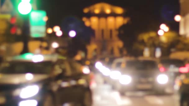 Night City Lights Blurred Traffic Busy Street bokeh motion — Stok Video